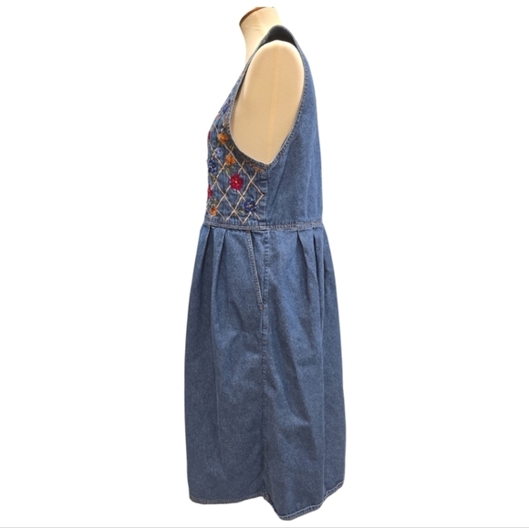 Vtg 90s Jane Ashley Denim Jumper Dress - Picture 2 of 10